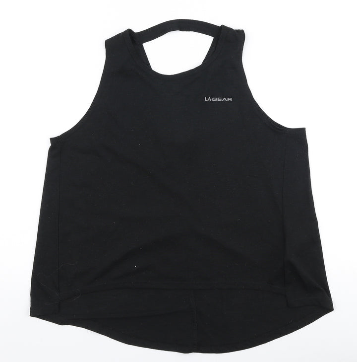LA Gear Womens Black Polyester Jersey Tank Size 10 Round Neck Pullover