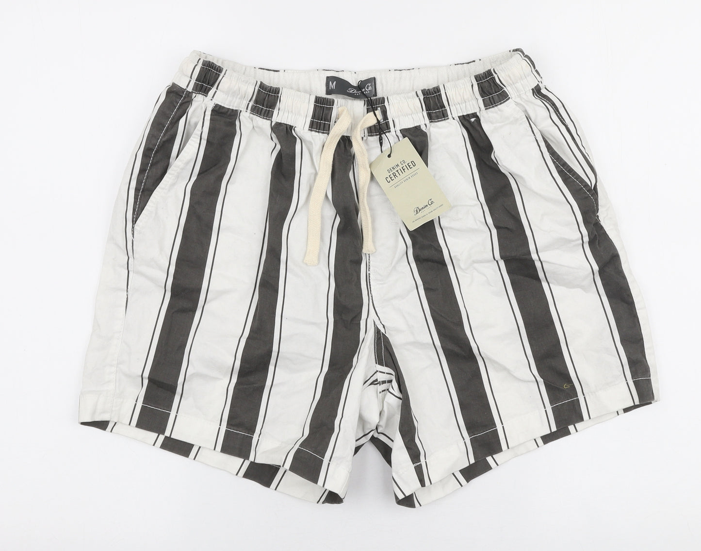 Denim Co Mens Multicoloured Striped Cotton Chino Shorts Size M L6 in Regular Drawstring