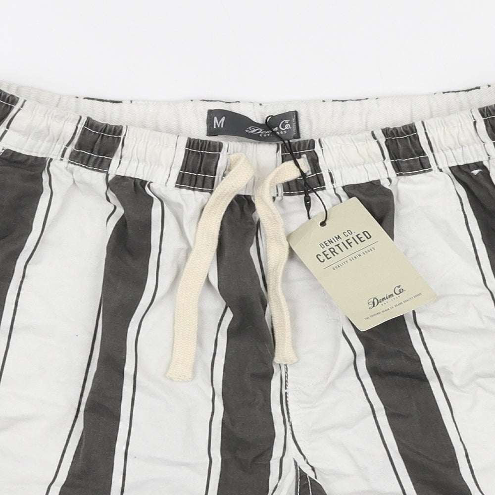 Denim Co Mens Multicoloured Striped Cotton Chino Shorts Size M L6 in Regular Drawstring