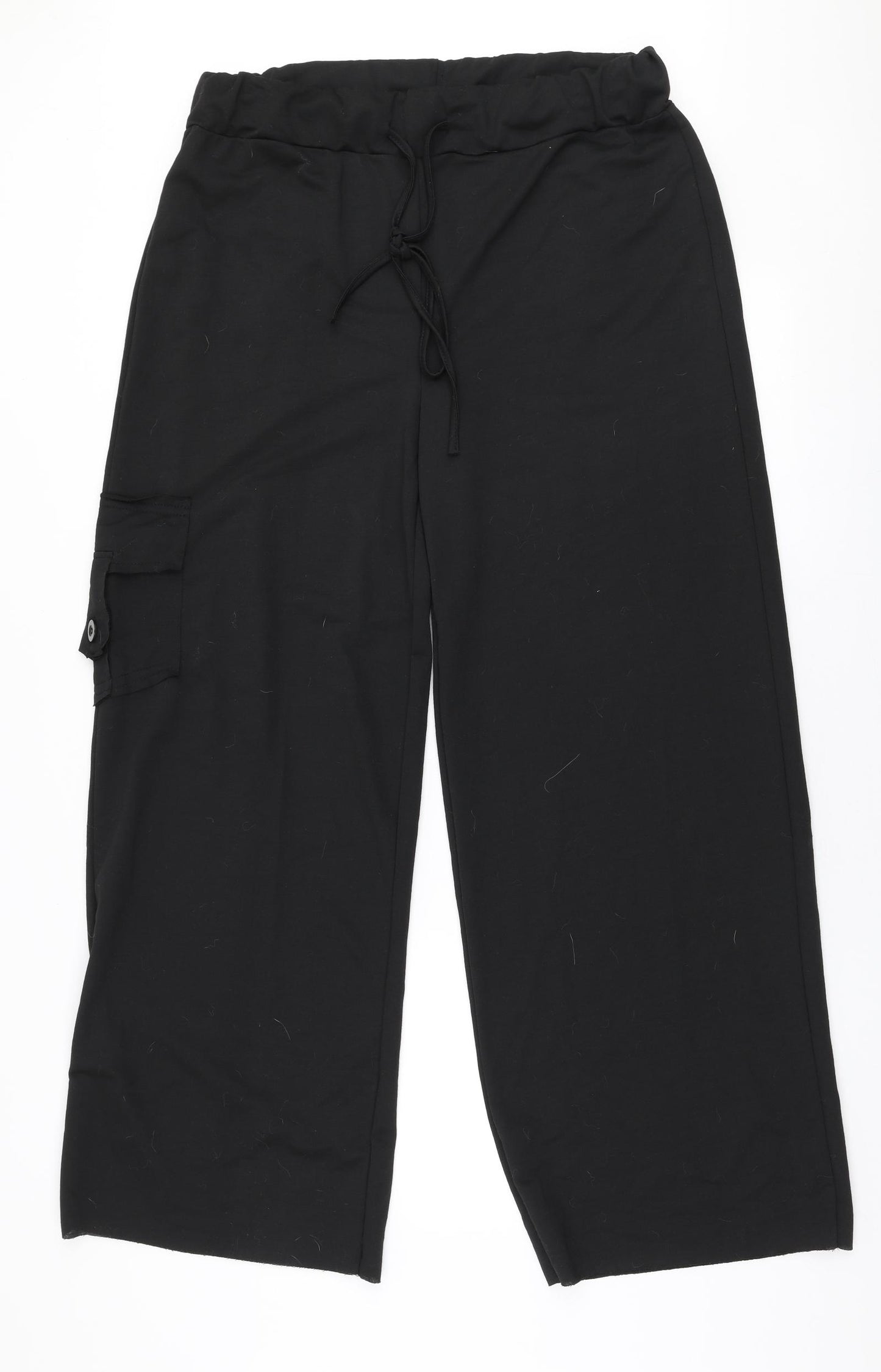 Preworn Womens Black  Polyester Cargo Trousers Size 2XL L29 in Regular Drawstring