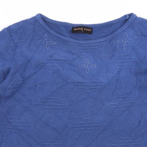 Anna Rose Womens Blue Round Neck  Polyester Pullover Jumper Size L