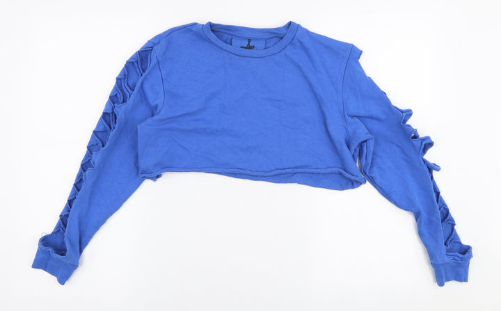 Atmosphere Womens Blue Polyester Pullover Sweatshirt Size 10 Pullover - Distressed arms