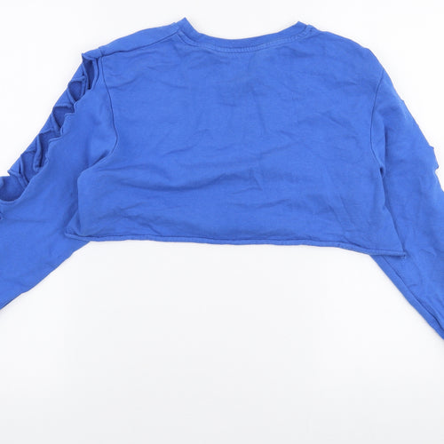 Atmosphere Womens Blue  Polyester Pullover Sweatshirt Size 10  Pullover - Distressed arms