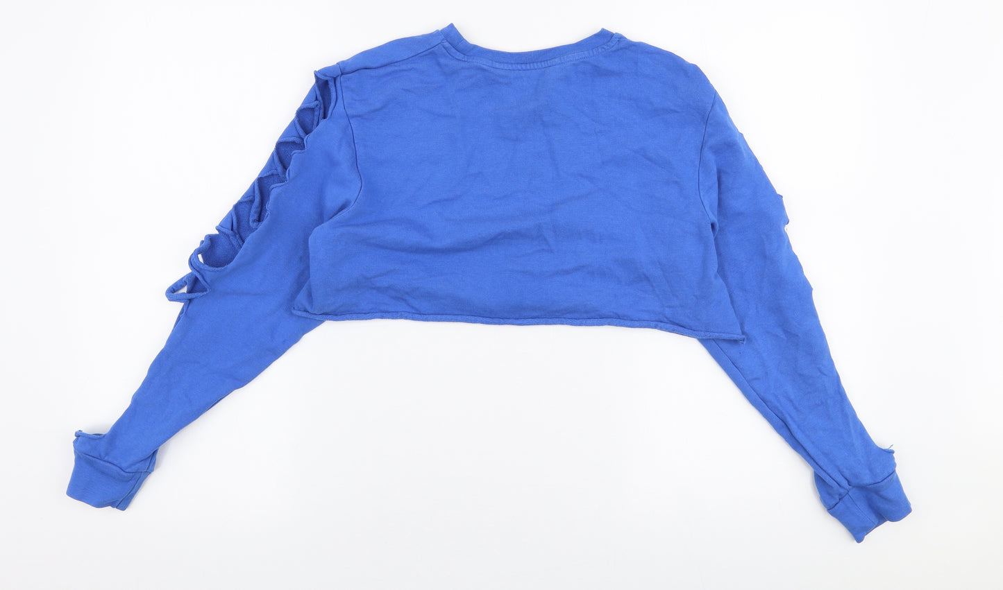 Atmosphere Womens Blue  Polyester Pullover Sweatshirt Size 10  Pullover - Distressed arms