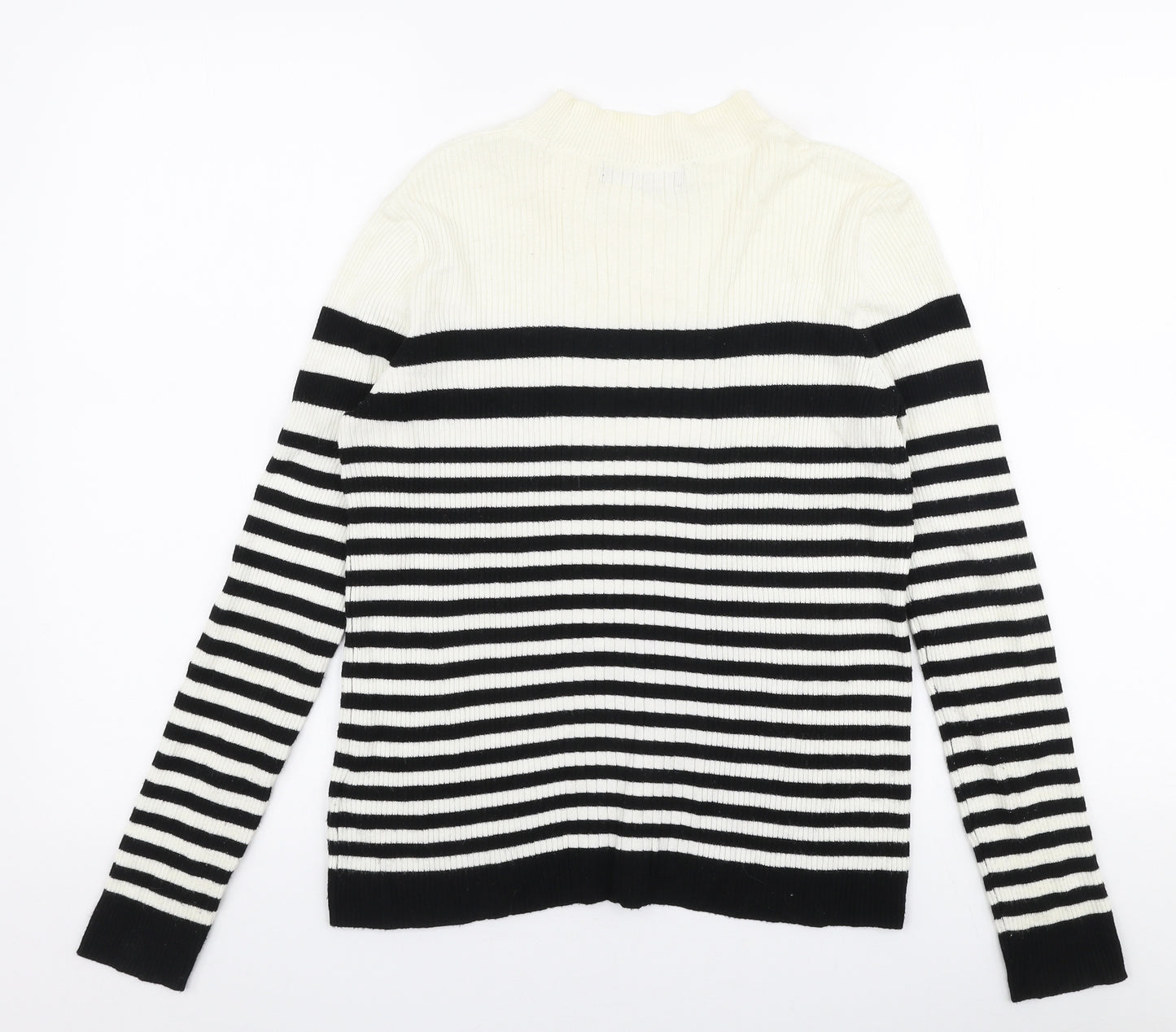 Marks and Spencer Womens Multicoloured High Neck Striped Viscose Pullover Jumper Size 14
