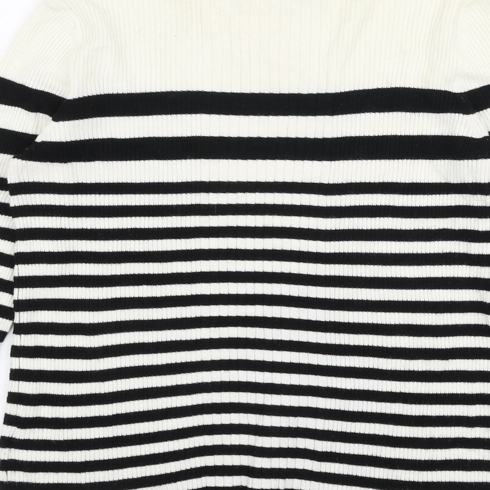 Marks and Spencer Womens Multicoloured High Neck Striped Viscose Pullover Jumper Size 14