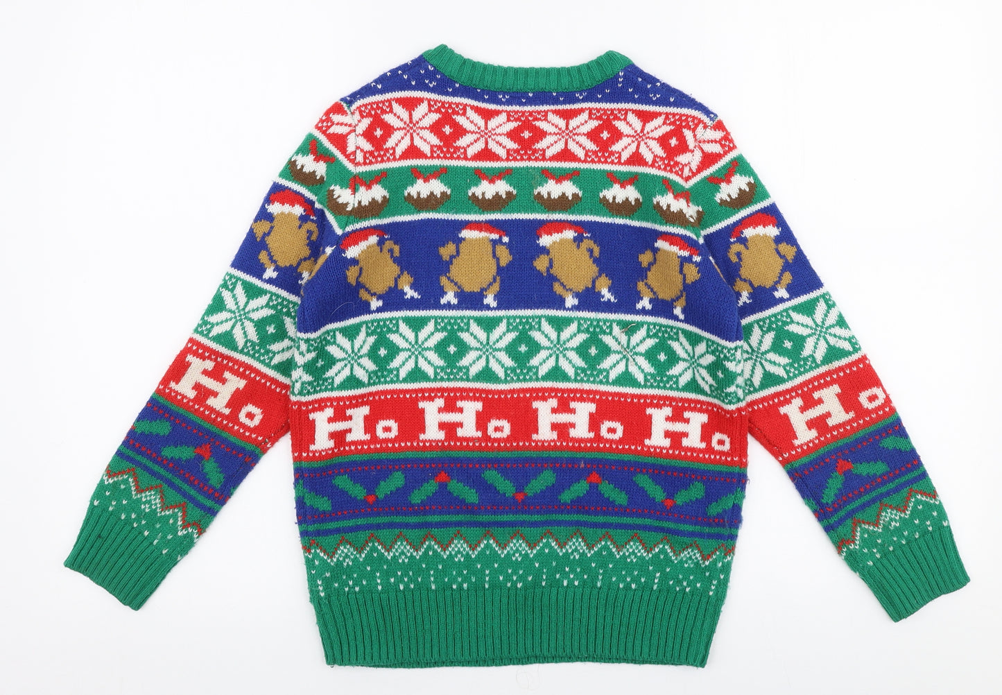 F&F Boys Multicoloured Round Neck  Acrylic Pullover Jumper Size 9-10 Years  Pullover - Christmas