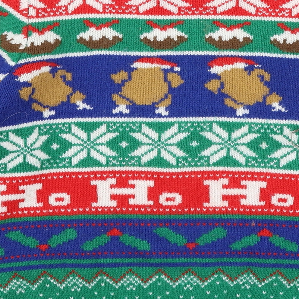 F&F Boys Multicoloured Round Neck  Acrylic Pullover Jumper Size 9-10 Years  Pullover - Christmas