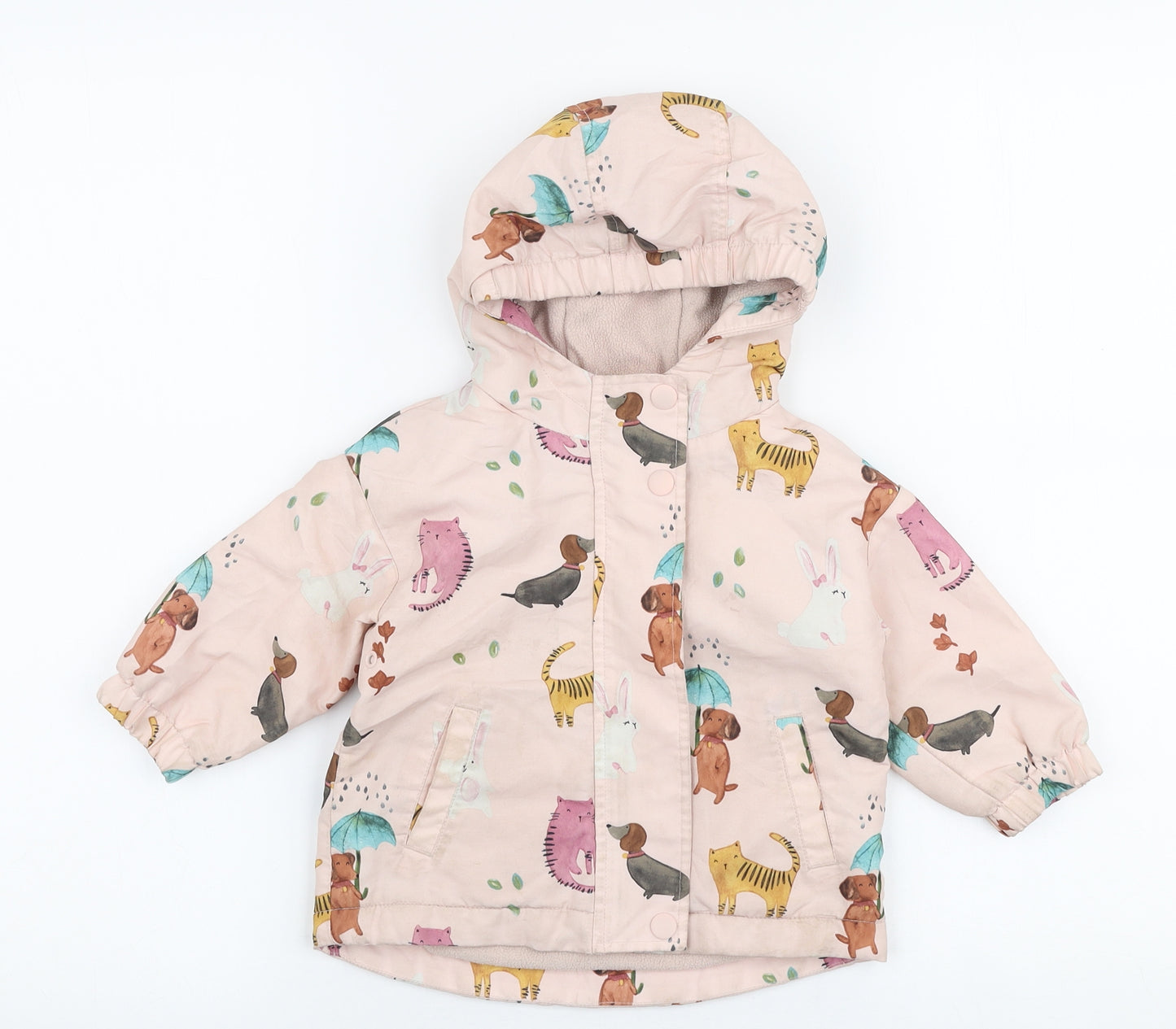 NEXT Girls Multicoloured   Rain Coat Jacket Size 9-12 Months   Zip - Dogs