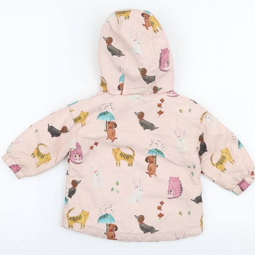 NEXT Girls Multicoloured   Rain Coat Jacket Size 9-12 Months   Zip - Dogs