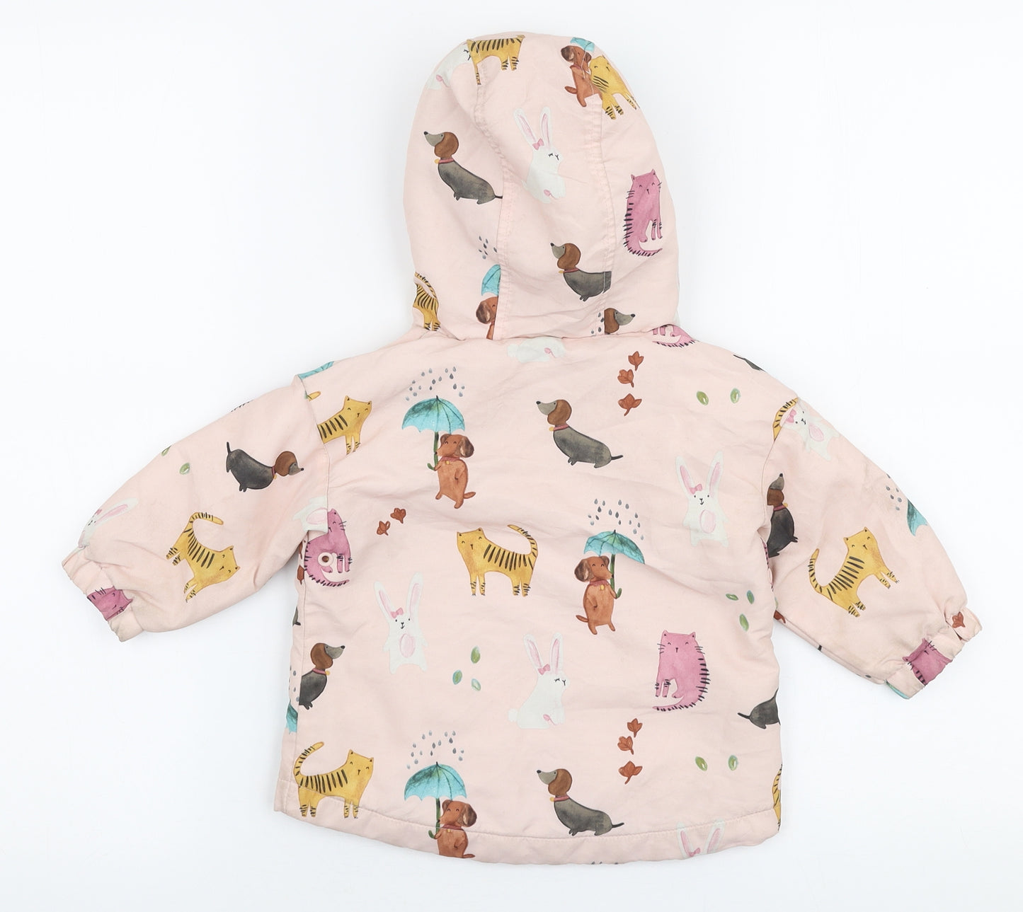 NEXT Girls Multicoloured   Rain Coat Jacket Size 9-12 Months   Zip - Dogs