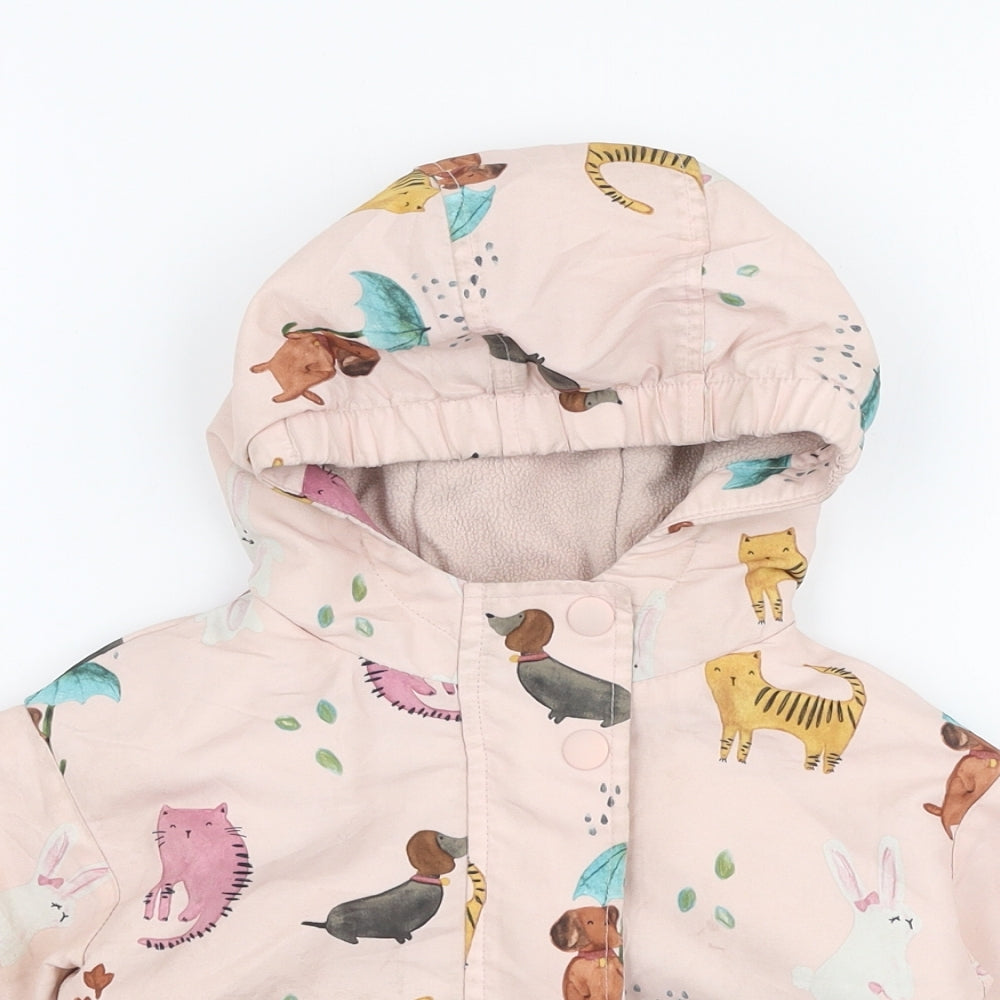 NEXT Girls Multicoloured   Rain Coat Jacket Size 9-12 Months   Zip - Dogs