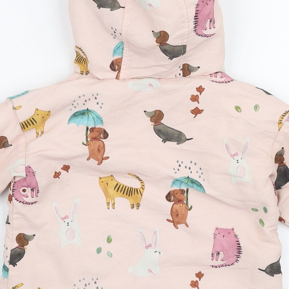 NEXT Girls Multicoloured   Rain Coat Jacket Size 9-12 Months   Zip - Dogs