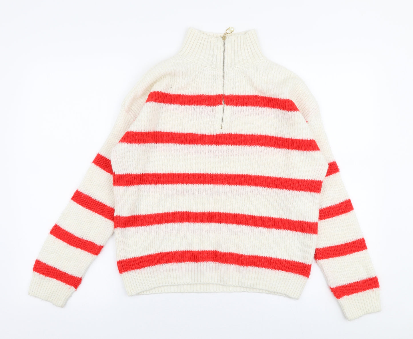 George Womens Multicoloured High Neck Striped Acrylic Pullover Jumper Size S
