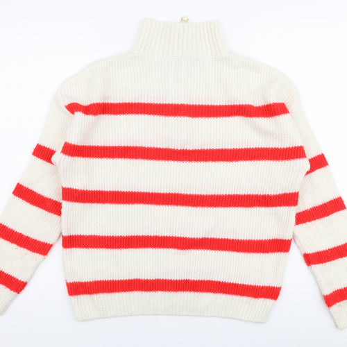 George Womens Multicoloured High Neck Striped Acrylic Pullover Jumper Size S