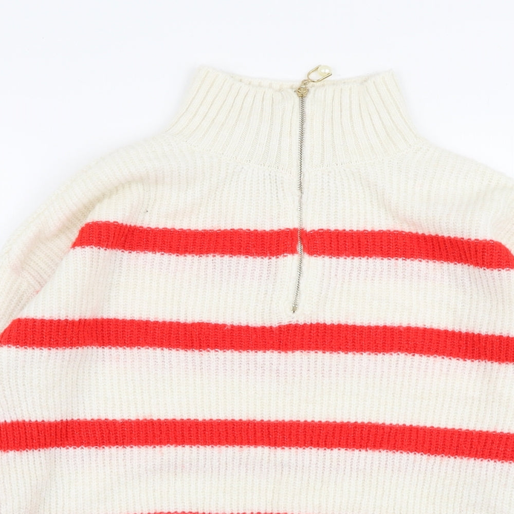 George Womens Multicoloured High Neck Striped Acrylic Pullover Jumper Size S