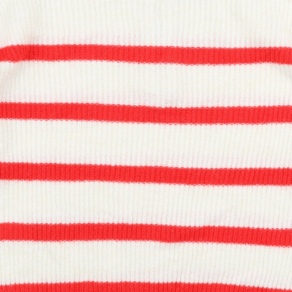 George Womens Multicoloured High Neck Striped Acrylic Pullover Jumper Size S