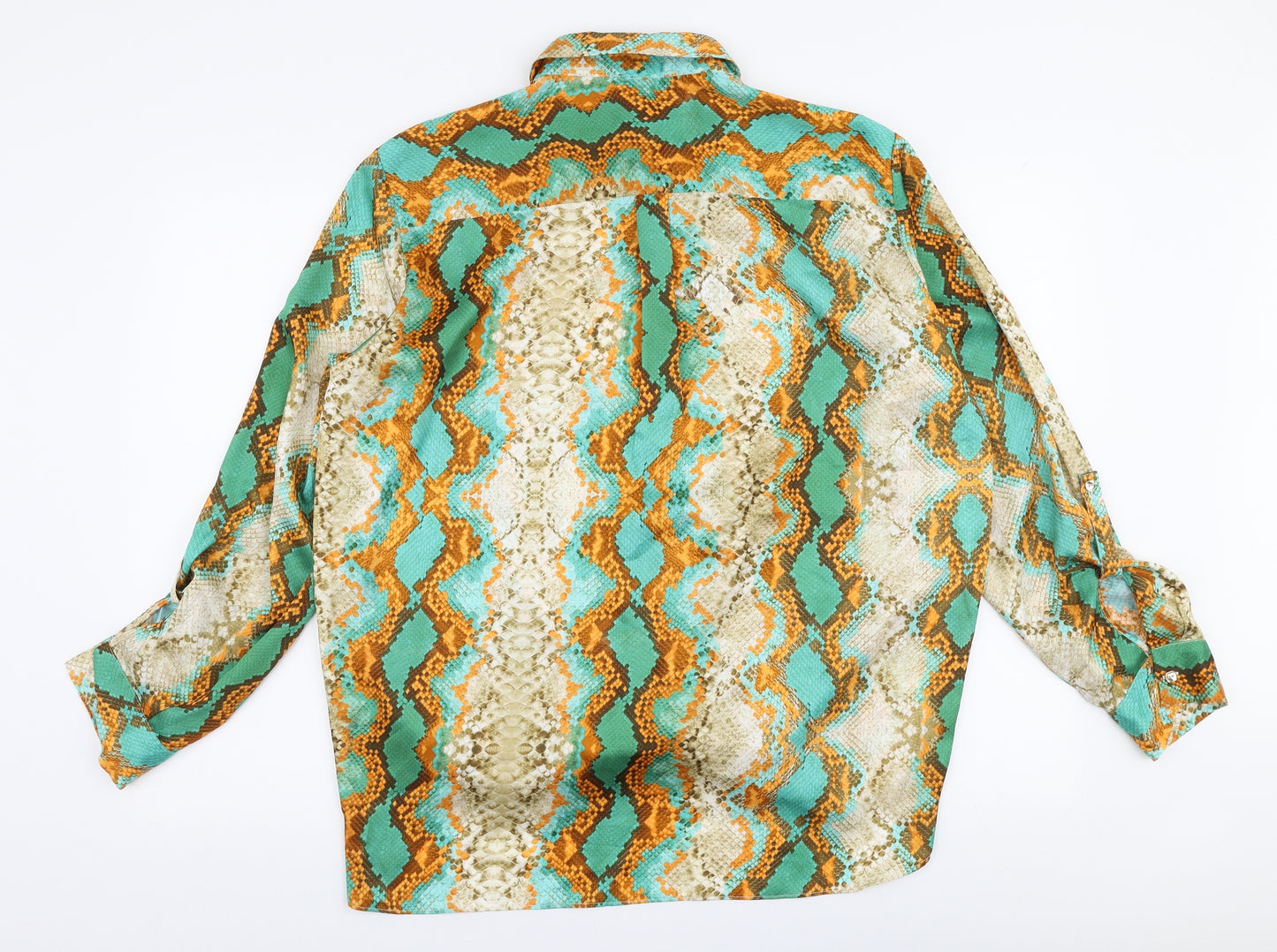 River Island Womens Multicoloured Animal Print Polyester Basic Button-Up Size 16 Collared