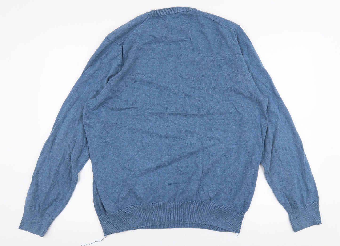 Marks and Spencer Mens Blue Round Neck  Cotton Pullover Jumper Size XL