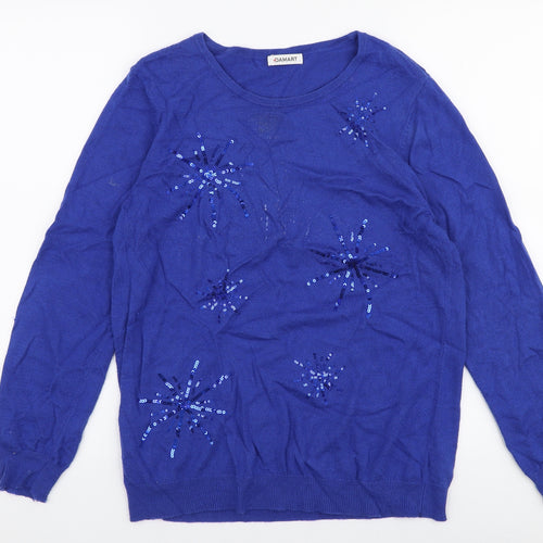 Damart Womens Blue Round Neck  Viscose Pullover Jumper Size 10