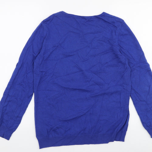 Damart Womens Blue Round Neck  Viscose Pullover Jumper Size 10