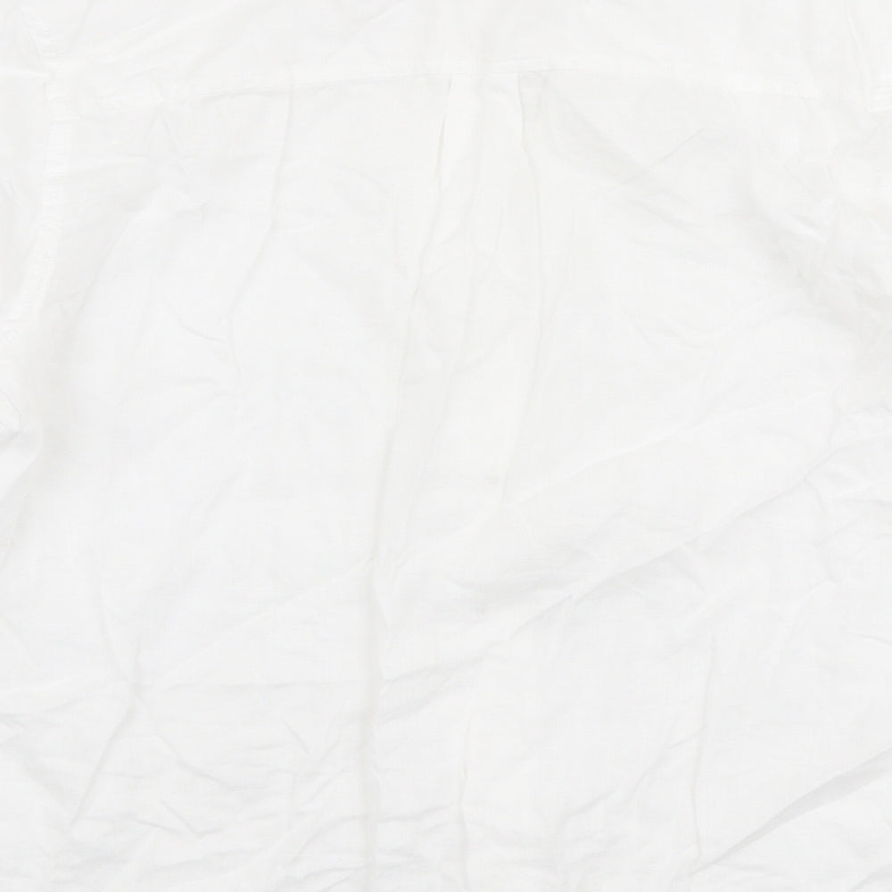 Marks and Spencer Womens White  Linen Basic Button-Up Size 10 Collared