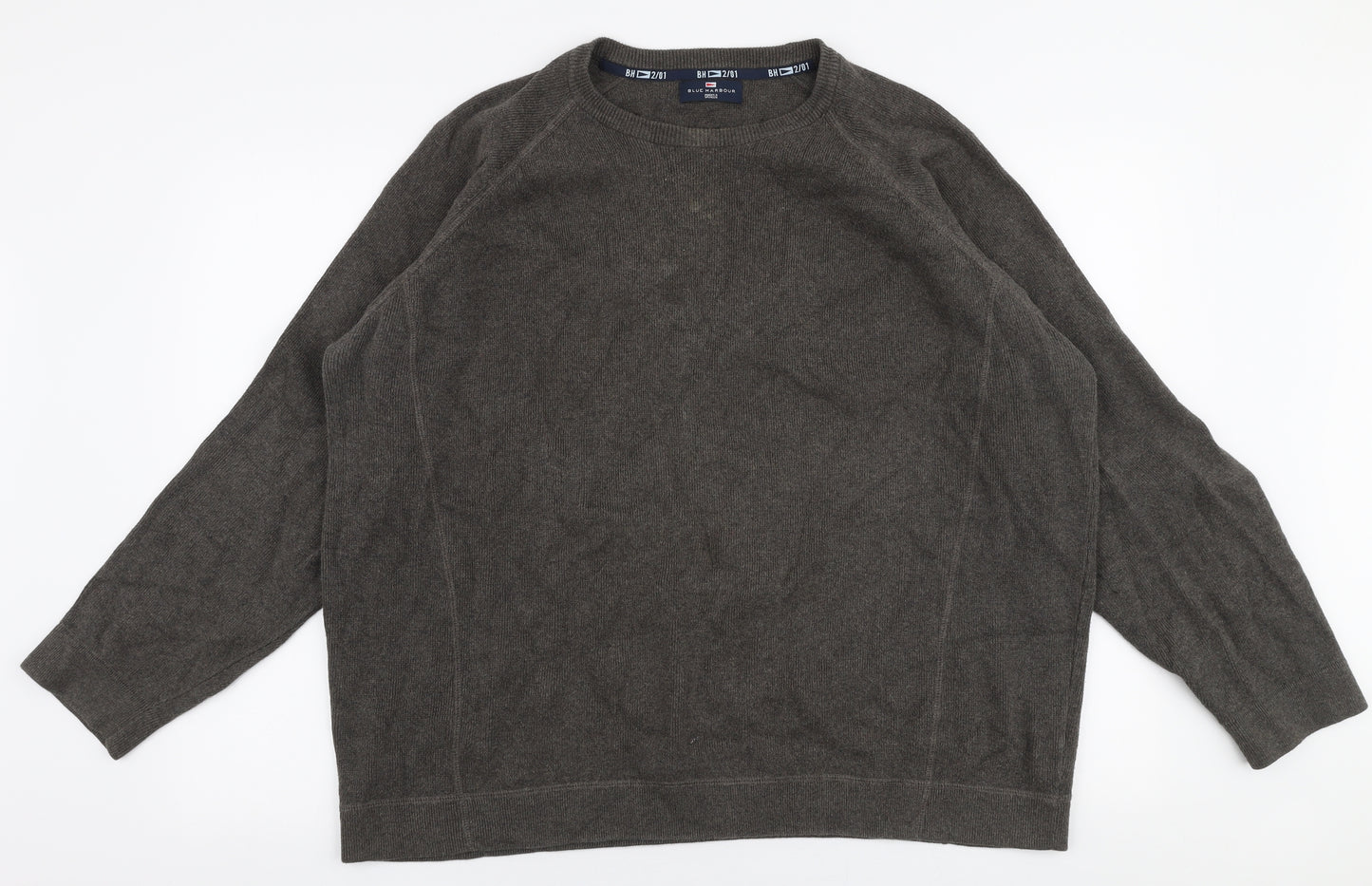 Blue Harbour Mens Brown Round Neck  Cotton Pullover Jumper Size XL