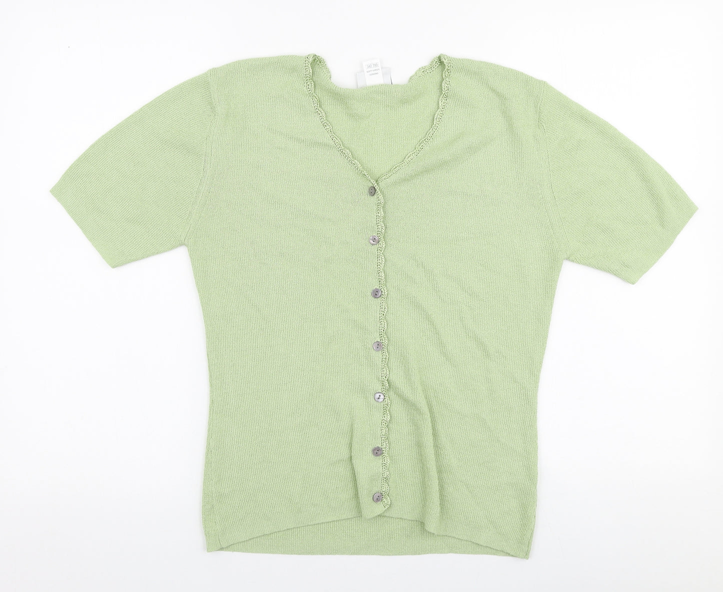 OPUS Womens Green V-Neck  Acrylic Pullover Jumper Size S
