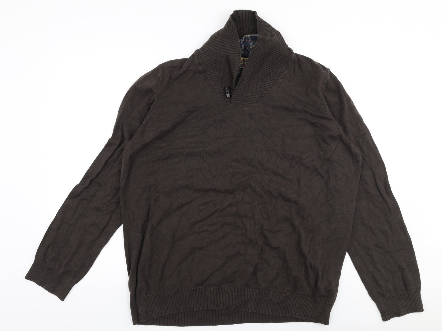 North Coast Mens Brown Collared  Cotton Pullover Jumper Size 2XL