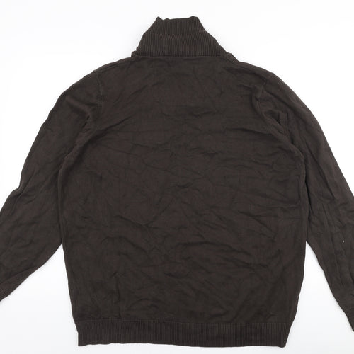 North Coast Mens Brown Collared  Cotton Pullover Jumper Size 2XL