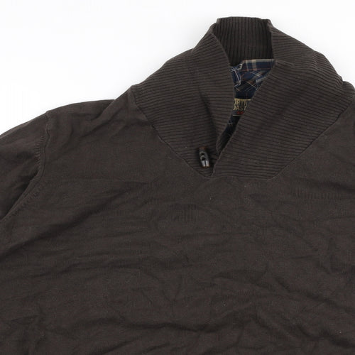 North Coast Mens Brown Collared  Cotton Pullover Jumper Size 2XL