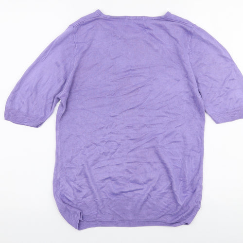 Marks and Spencer Womens Purple Round Neck  Acrylic Pullover Jumper Size 10