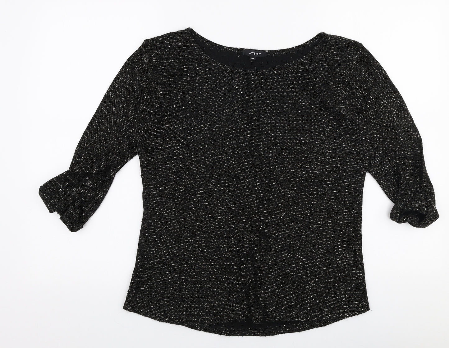 Mystify Womens Gold Round Neck  Acrylic Pullover Jumper Size M