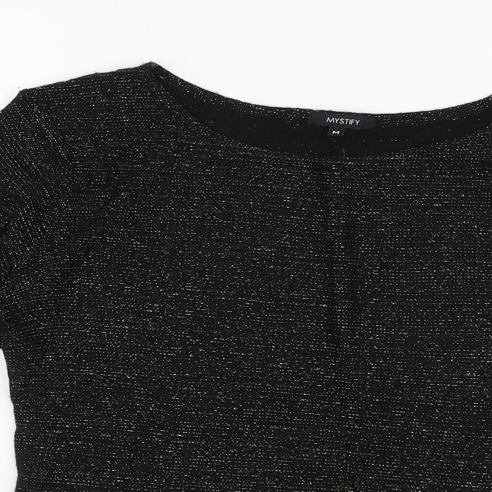 Mystify Womens Gold Round Neck  Acrylic Pullover Jumper Size M