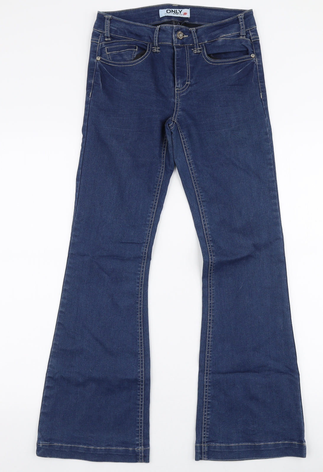 Only Womens Blue  Polyester Flared Jeans Size 26 in L28 in Regular Zip