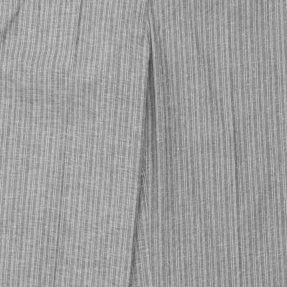 F&F Womens Grey Striped Polyester Trousers  Size 12 L33 in Regular Zip