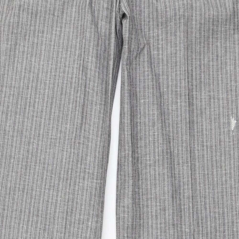F&F Womens Grey Striped Polyester Trousers  Size 12 L33 in Regular Zip