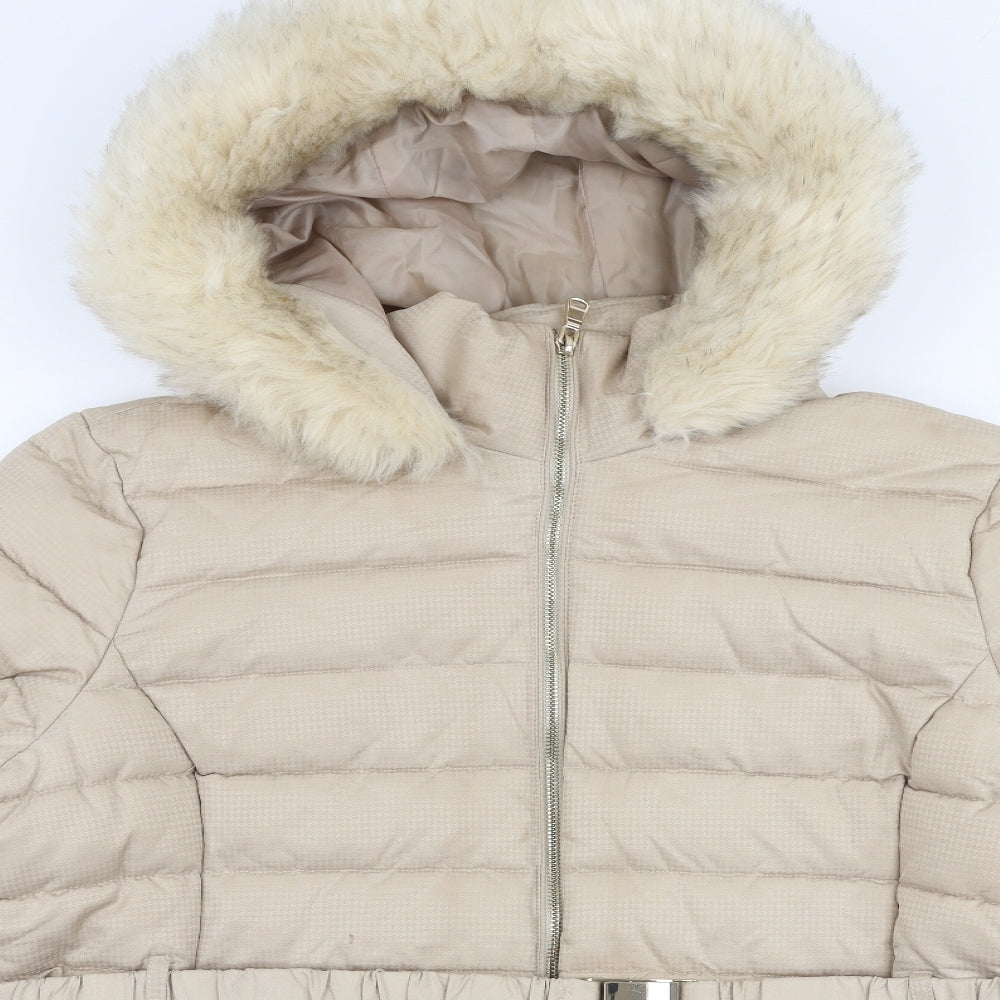 Dorothy Perkins Womens Beige   Puffer Jacket Coat Size 18  Zip