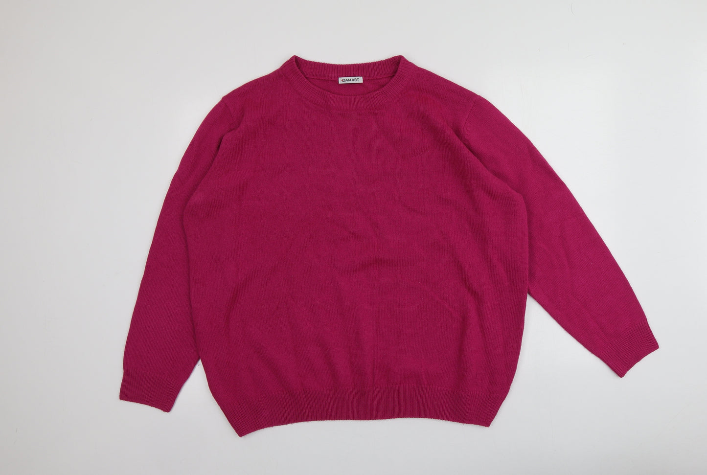 Damart Womens Pink Round Neck  Acrylic Pullover Jumper Size XL