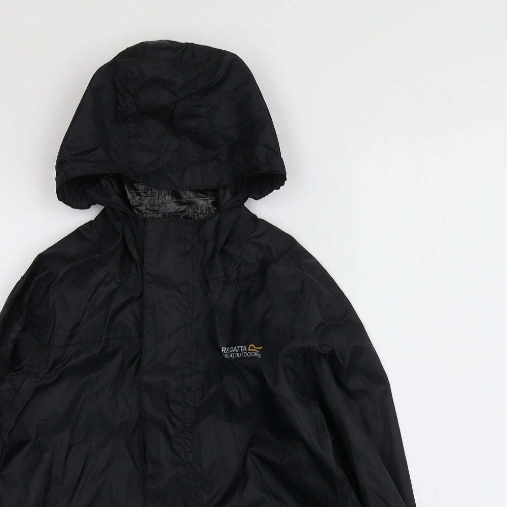 Regatta Boys Black   Rain Coat Jacket Size 7-8 Years