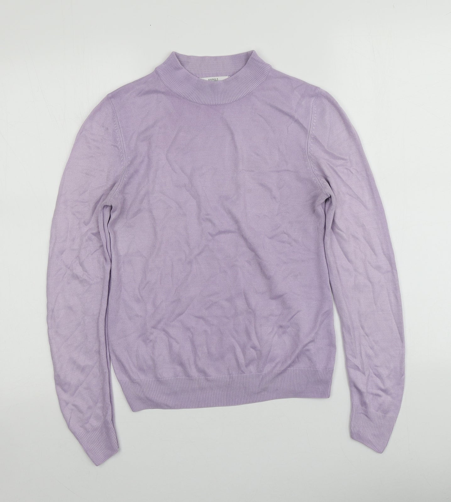M&S Womens Purple High Neck  Acrylic Pullover Jumper Size 10