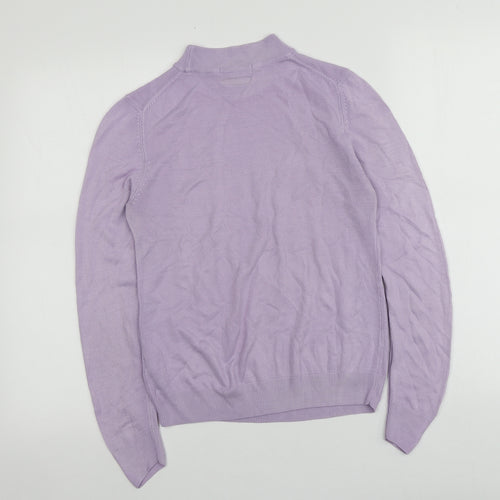 M&S Womens Purple High Neck  Acrylic Pullover Jumper Size 10