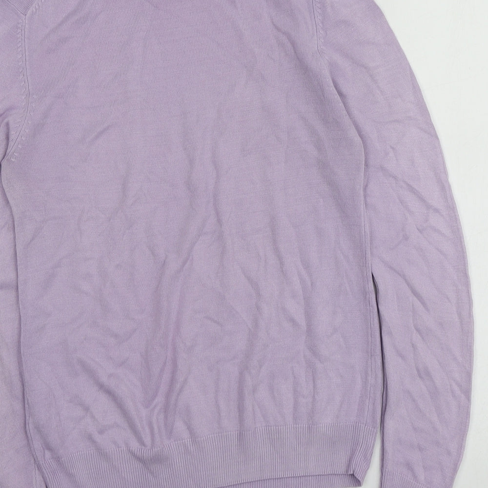 M&S Womens Purple High Neck  Acrylic Pullover Jumper Size 10