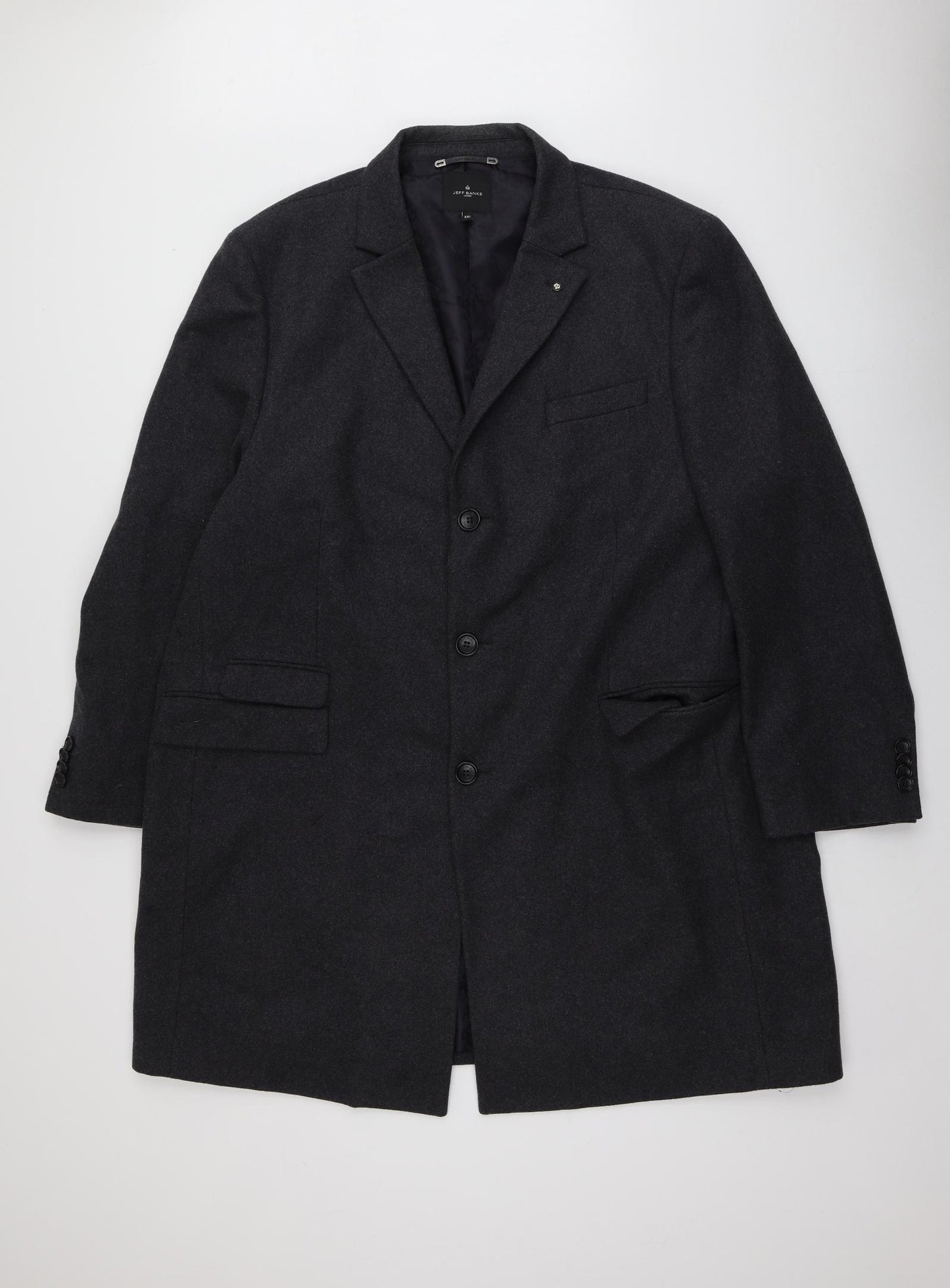 Jeff Banks Mens Grey   Overcoat Coat Size 2XL