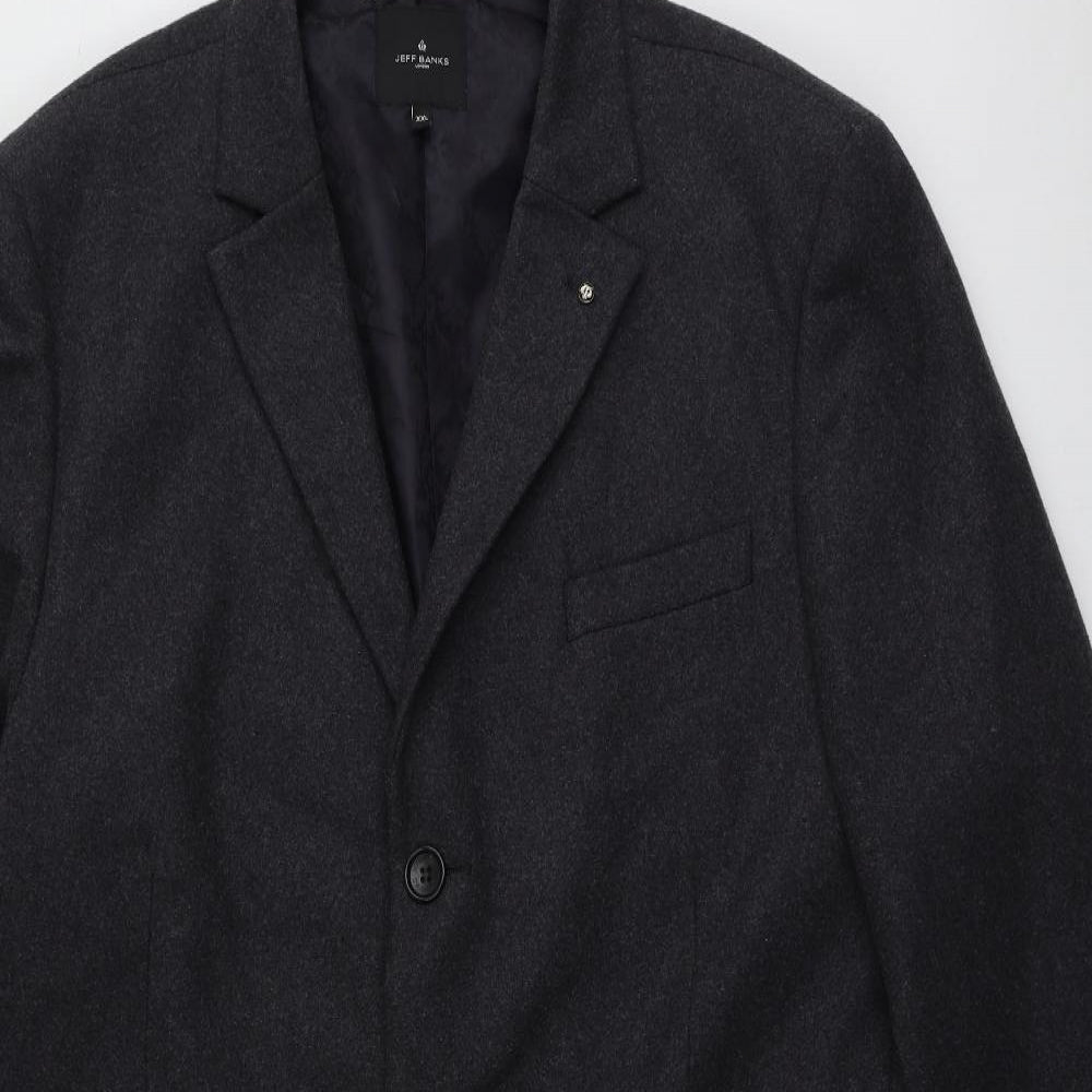 Jeff Banks Mens Grey   Overcoat Coat Size 2XL