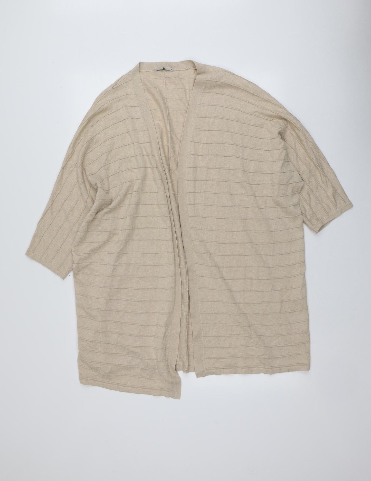 TU Womens Beige V-Neck  Cotton Cardigan Jumper Size 22