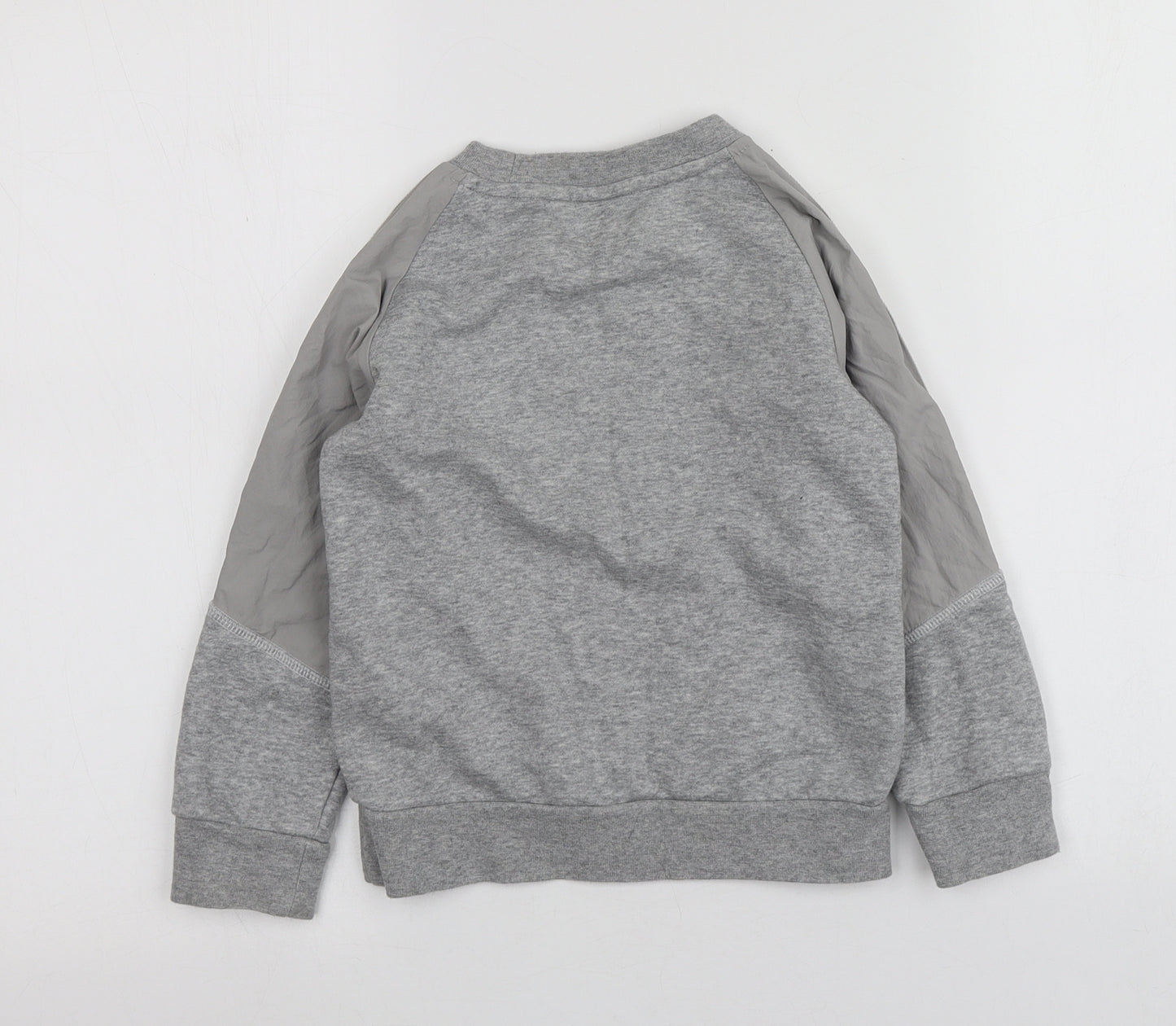 adidas Boys Grey Geometric Cotton Pullover Hoodie Size 4-5 Years