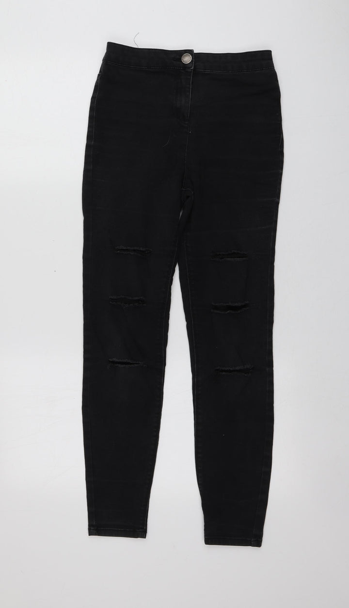 Papaya Womens Black  Cotton Skinny Jeans Size 8 L27.5 in Regular