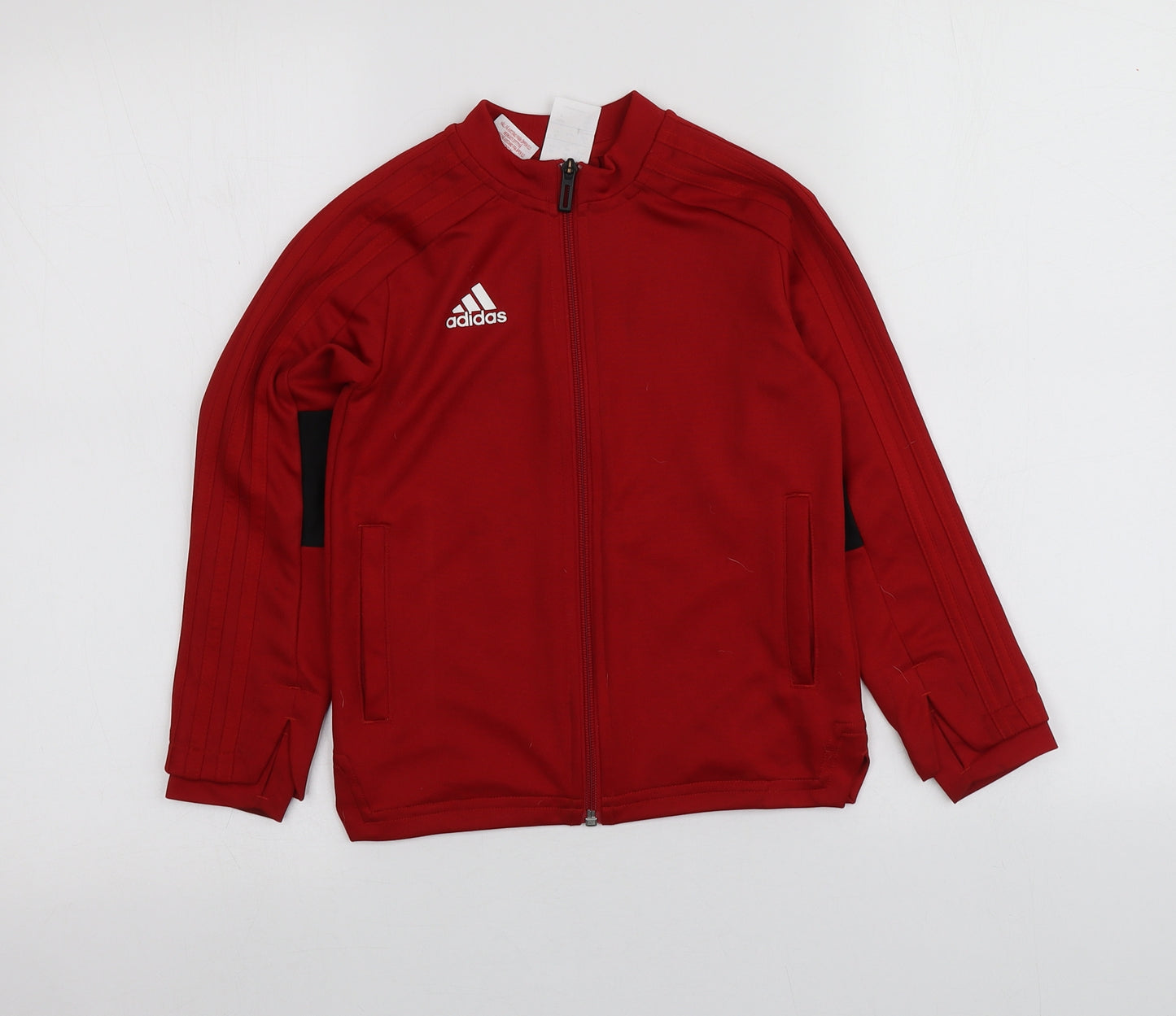 adidas Boys Red  Polyester Full Zip Hoodie Size 5-6 Years