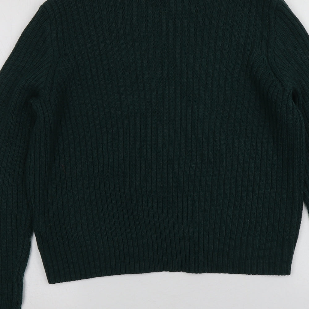 H&M Womens Green High Neck  Acrylic Pullover Jumper Size M
